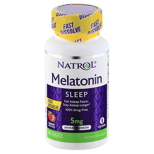 Image for Natrol Melatonin, Sleep, Extra Strength, 5 mg, Tablets, Strawberry,90ea from Brashear's Pharmacy