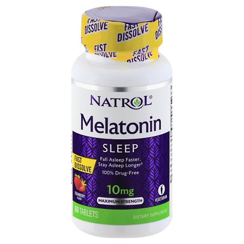 Image for Natrol Melatonin, Sleep, Maximum Strength, 10 mg, Tablets, Strawberry,60ea from Brashear's Pharmacy