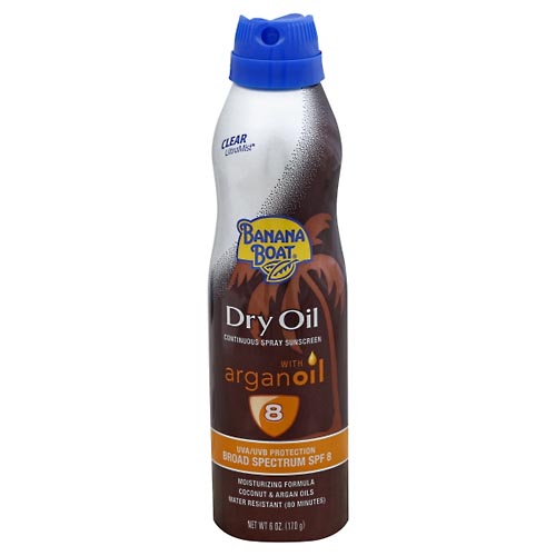 Image for Banana Boat Sunscreen, Continuous Spray, Dry Oil, with Argan Oil, Broad Spectrum SPF 8,6oz from Brashear's Pharmacy