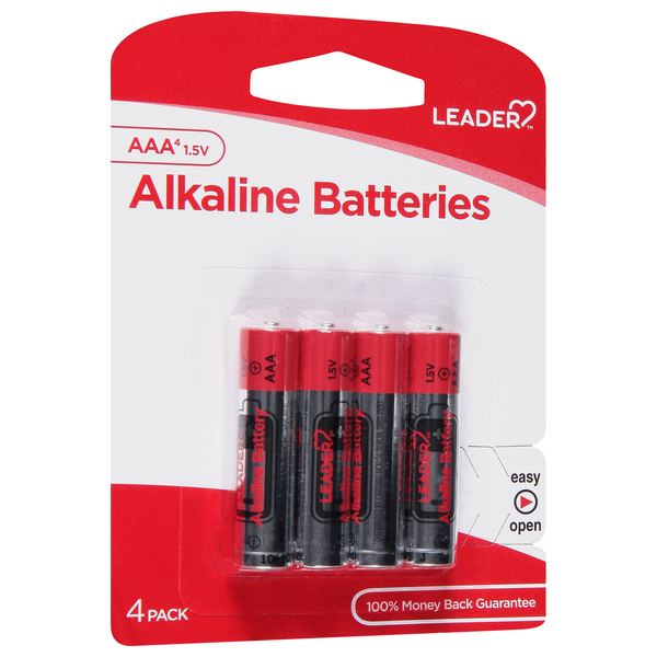 Image for Leader Batteries, Alkaline, AAA, 1.5V, 4 Pack, 4ea from Brashear's Pharmacy