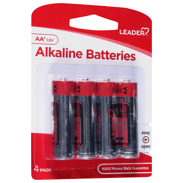 Image for Leader Batteries, Alkaline, AA, 1.5 Volt, 4 Pack, 4ea from Brashear's Pharmacy