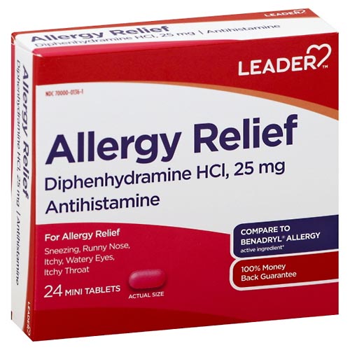 Image for Leader Allergy Relief, 25 mg, Mini Tablets,24ea from Brashear's Pharmacy