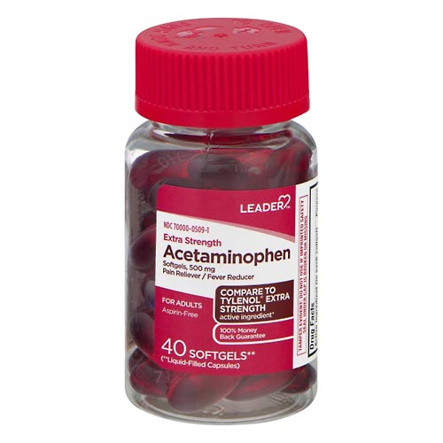 Image for Leader Acetaminophen, Extra Strength, 500 mg, Caplets,40ea from Brashear's Pharmacy