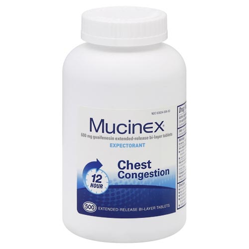 Image for Mucinex Expectorant, Chest Congestion, 600 mg, Extended-Release Bi-Layer Tablets,500ea from Brashear's Pharmacy