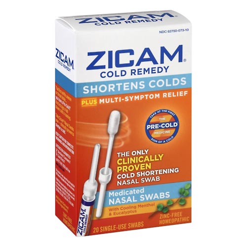 Image for Zicam Cold Remedy, Medicated Nasal Swabs,20ea from Brashear's Pharmacy