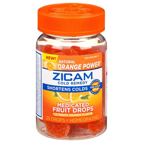 Image for Zicam Medicated Fruit Drops, Ultimate Orange Flavor,25ea from Brashear's Pharmacy
