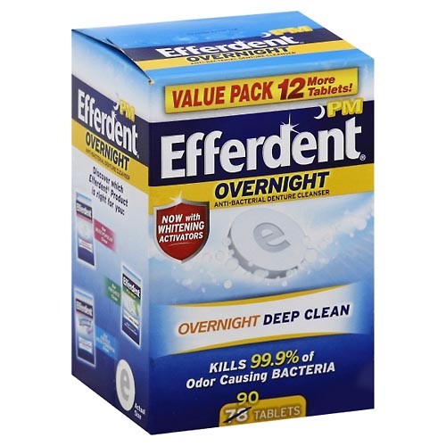 Image for Efferdent Denture Cleanser, Anti-Bacterial, Overnight, Value Pack,90ea from Brashear's Pharmacy