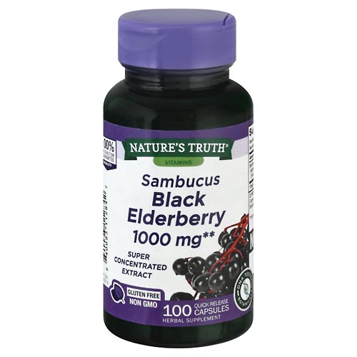Image for Natures Truth Sambucus Black Elderberry, 1000 mg, Quick Release Capsules,100ea from Brashear's Pharmacy