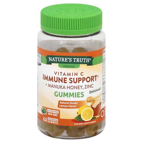 Image for Natures Truth Vitamin C, Immune Support + Manuka Honey, Zinc, Gummies, Natural Honey Lemon,60ea from Brashear's Pharmacy