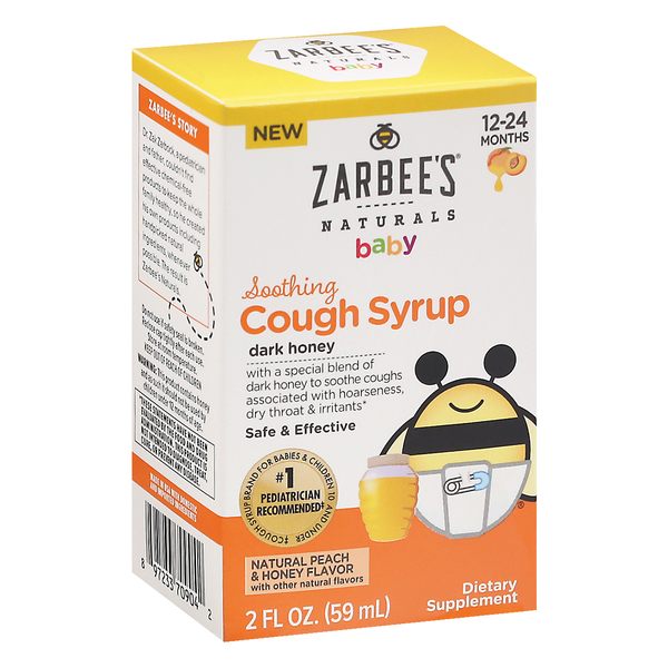 Image for Zarbee's Naturals Cough Syrup, Soothing, Natural Peach & Honey Flavor, Baby,2fl oz from Brashear's Pharmacy